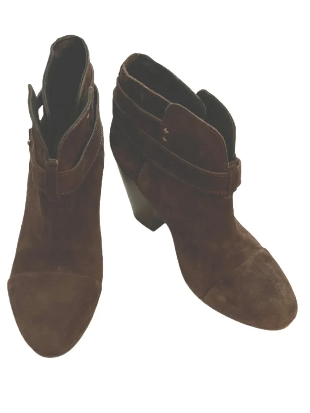 Rag & Bone Brown Suede Block Heel Wrap Strap Harrow Ankle Boots Size 8 1/2